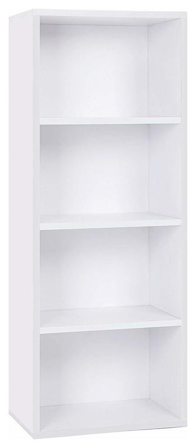 Contemporary Bookcase, Solid Wood With 4-Compartment, Perfect for Storage, White DL Contemporary