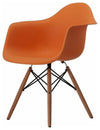 Contemporary Chair, Beech Wooden Legs and Plastic Matte Finish Seat, Orange DL Contemporary