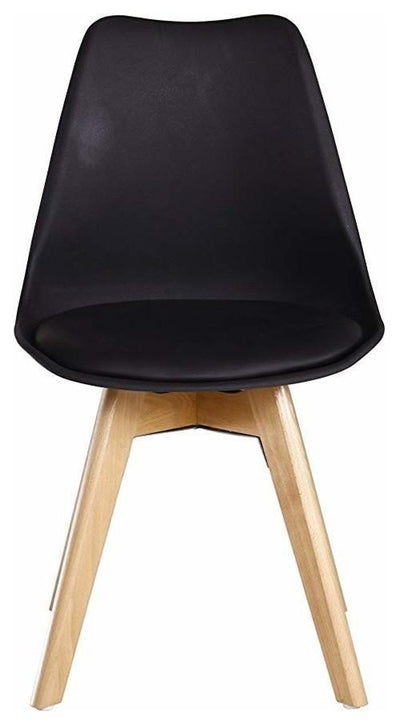 Contemporary Chair, Black Painted Plastic With Wooden Legs, Tulip Design DL Contemporary