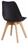 Contemporary Chair, Black Painted Plastic With Wooden Legs, Tulip Design DL Contemporary