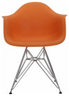 Contemporary Chair, Chrome Plated Metal Legs, Matte Finished Seat, Orange DL Modern