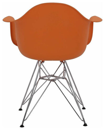 Contemporary Chair, Chrome Plated Metal Legs, Matte Finished Seat, Orange DL Modern