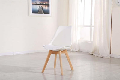 Contemporary Chair Natural Solid Wood Legs With Cushioned Seat, White Finish DL Contemporary