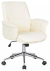 Contemporary Chair Upholstered, Faux Leather With Armrest, Ivory White DL Modern