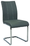 Contemporary Chair Upholstered, Grey Faux Leather, Chrome Cantilever Design DL Contemporary