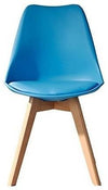 Contemporary Chair With Solid Wood Legs and Cushioned Padded Seat, Blue Finish DL Contemporary