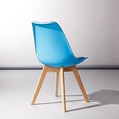 Contemporary Chair With Solid Wood Legs and Cushioned Padded Seat, Blue Finish DL Contemporary