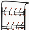 Contemporary Clothes Hanger Rack, Metal With 18-Hook and Bottom Shelves, Black DL Contemporary