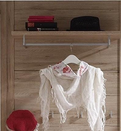 Contemporary Clothes Rack, Light Oak Finish MDF With Hanging Rail and 4-Hook DL Contemporary