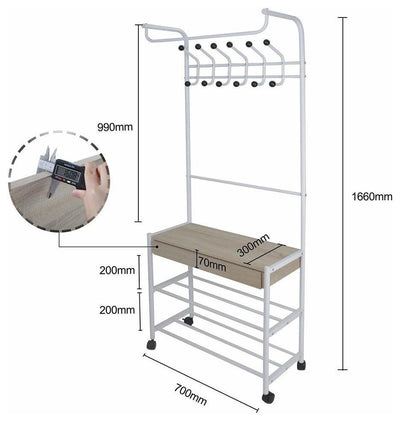 Contemporary Clothes Stand, Metal With Hanging Rail and Bottom Shelves DL Contemporary