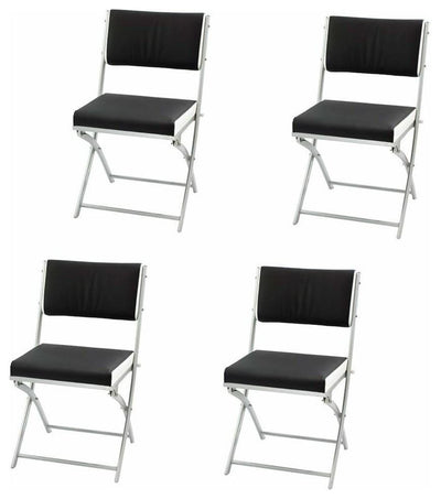 Contemporary Dining Chairs, Metal Frame and Faux Leather Seat-Backrest, Set of 4 DL Contemporary