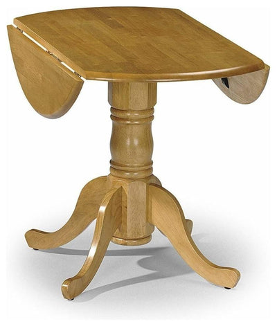 Contemporary Dining Table, Honey Pine Finished Ruberwood, Drop Leaf Design DL Contemporary