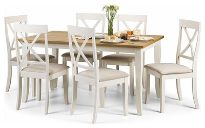 Contemporary Dining Table With Oak Finished Top and Ivory Lacquered Legs DL Contemporary