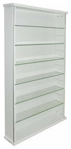 Contemporary Display Cabinet, White Finished Solid Wood With 6 Glass Shelves DL Contemporary