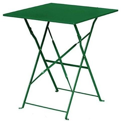 Contemporary Folding Bistro Table, Green Finished Steel, Simple Square Design DL Contemporary