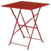 Contemporary Folding Bistro Table, Red Finished Steel, Simple Square Design DL Contemporary