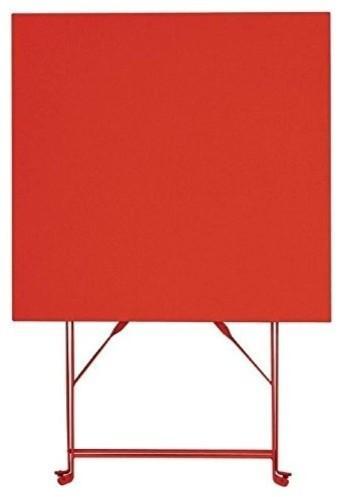 Contemporary Folding Bistro Table, Red Finished Steel, Simple Square Design DL Contemporary