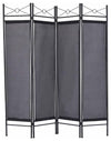 Contemporary Folding Room Divider With Black Finished Frame and Polyester, Grey DL Contemporary