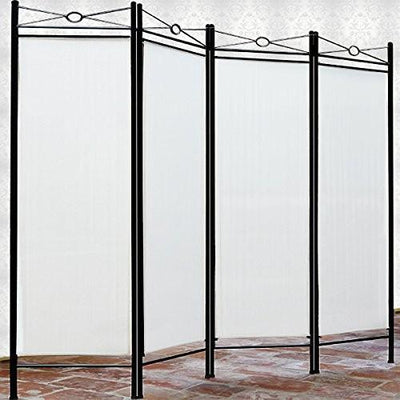 Contemporary Folding Room Divider with Black Finished Steel Frame and 4 Panels DL Contemporary