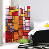 Contemporary Folding Room Divider With MDF Frame, Abstraction Geometric Design DL Contemporary