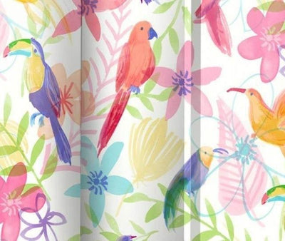 Contemporary Folding Room Divider With MDF Frame, Birds and Plants Design DL Contemporary