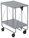 Contemporary Folding Serving Trolley Cart, Steel Metal, 2 Open Shelves, Silver DL Contemporary