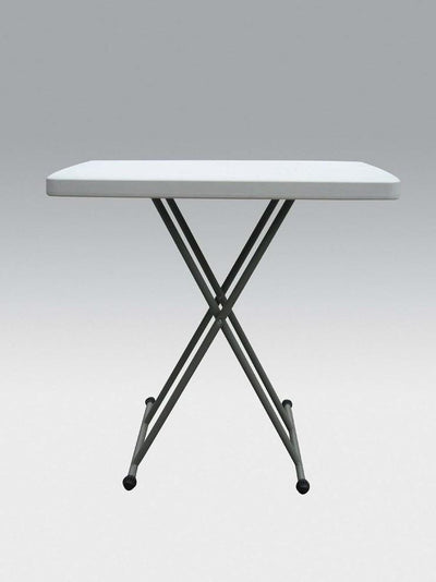Contemporary Folding Table, Grey Steel Frame and White Finished Tabletop DL Contemporary