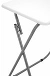 Contemporary Folding Table, Silver Finished Steel Frame and White Gloss Top DL Contemporary