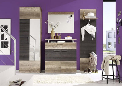 Contemporary Furniture Set With Wardrobe, Dark Brown Finished Solid Wood DL Contemporary