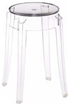 Contemporary Ghost Stool, Glass With Crystal Clear Finish, Round Design DL Contemporary