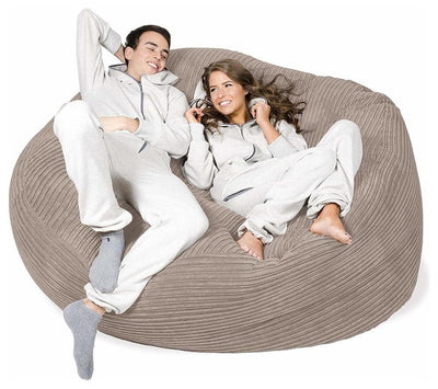 Contemporary Giant Bean Bag Upholstered, Cord Soft Fabric, Great for Relaxing DL Contemporary