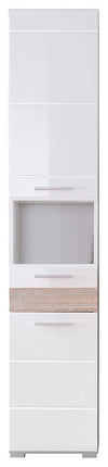 Contemporary High Gloss Bathroom Furniture Tall Cabinet Unit, White Finish DL Contemporary