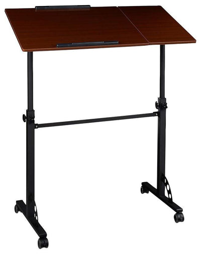 Contemporary Laptop Stand, Steel Frame, MDF Top, 4-Caster Wheels, Red DL Contemporary