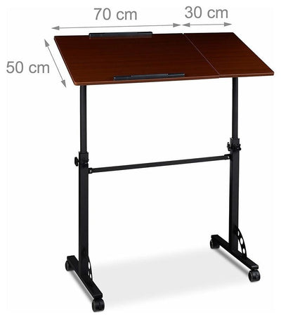 Contemporary Laptop Stand, Steel Frame, MDF Top, 4-Caster Wheels, Red DL Contemporary