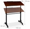 Contemporary Laptop Stand, Steel Frame, MDF Top, 4-Caster Wheels, Red DL Contemporary