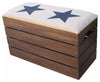 Contemporary Large Storage Bench, Solid Wood With Soft Cushioned Seat, Blue DL Contemporary