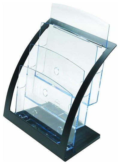Contemporary Magazine Rack in Strong Steel with 3 Crystal Compartments DL Contemporary