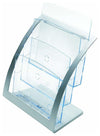Contemporary Magazine Rack in Strong Steel with 3 Crystal Compartments, Silver DL Contemporary