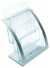Contemporary Magazine Rack in Strong Steel with 3 Crystal Compartments, Silver DL Contemporary