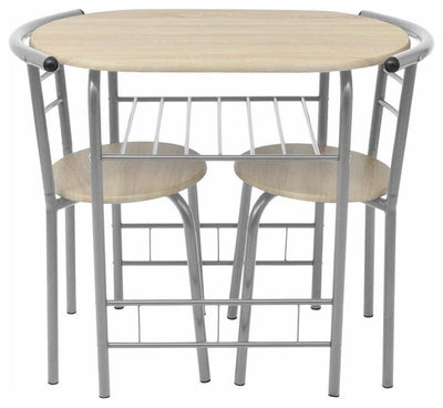 Contemporary MDF and Iron Frame Dining Set, Silver DL Contemporary