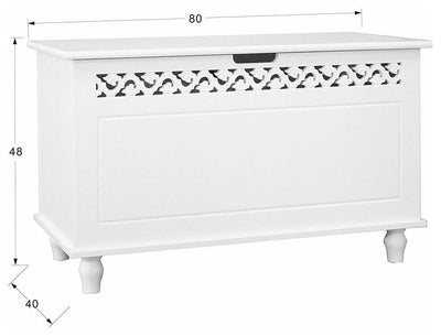 Contemporary Ottoman Storage Chest in White Finished MDF with Frontal Fretwork DL Contemporary