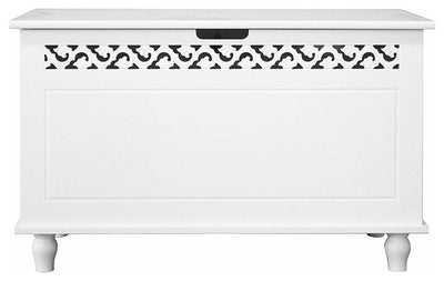 Contemporary Ottoman Storage Chest in White Finished MDF with Frontal Fretwork DL Contemporary