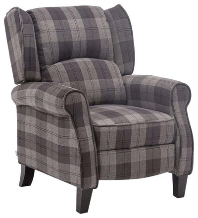 Contemporary Recliner Armchair, Fabric Upholstery, Padded Armrest and Seat, Grey DL Contemporary