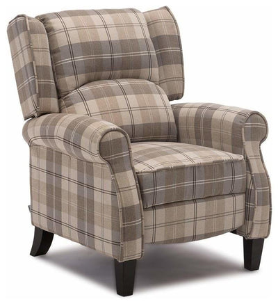 Contemporary Recliner Armchair, Fabric Upholstery, Padded Armrest & Seat, Beige DL Contemporary