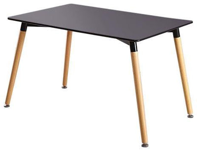 Contemporary Rectangular Dining Table, Painted Top and Wooden Legs, Black DL Contemporary