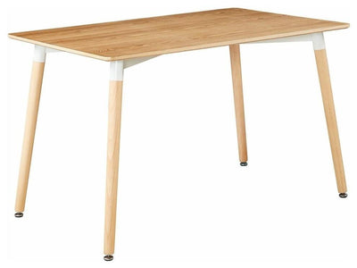 Contemporary Rectangular Dining Table, Painted Top and Wooden Legs, Wood Brown DL Contemporary