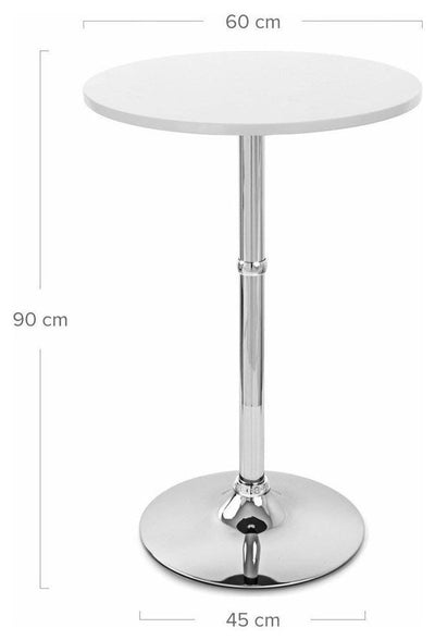 Contemporary Round Bistro Table With Chrome Plated Base and White MDF Top DL Contemporary