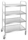 Contemporary Serving Trolley Cart, Stainless Steel With 4 Open Compartments DL Contemporary