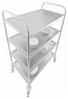 Contemporary Serving Trolley Cart, Stainless Steel With 4 Open Compartments DL Contemporary