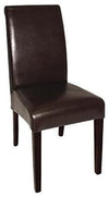 Contemporary Set of 2 Chairs Upholstered, Dark Brown Leather, Curved Back Design DL Contemporary